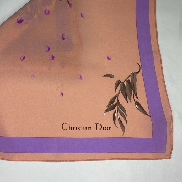 Christian Dior silk scarf - floral design vintage - authenticity certificate - Picture 5 of 6